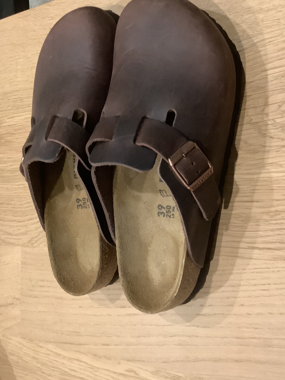 Birkenstock Brown Leather Clog Mules with Adjustable Strap